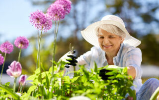 Vista at Simi Vally Senior Living senior woman gardening outside