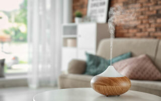 Steam aromatherapy diffuser in living room